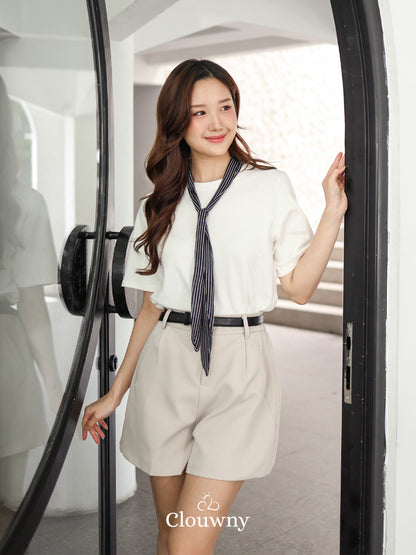 Lucas Scarf Knit Top - White