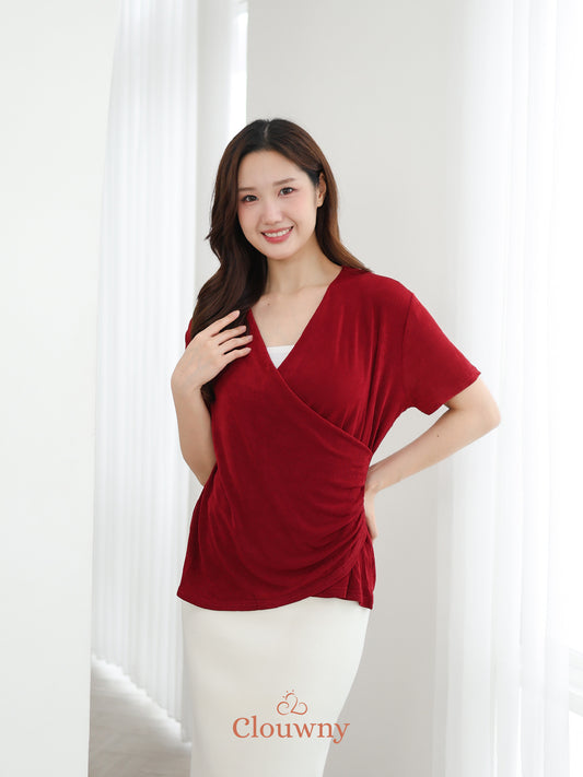 Ladel String Knit Top - Maroon