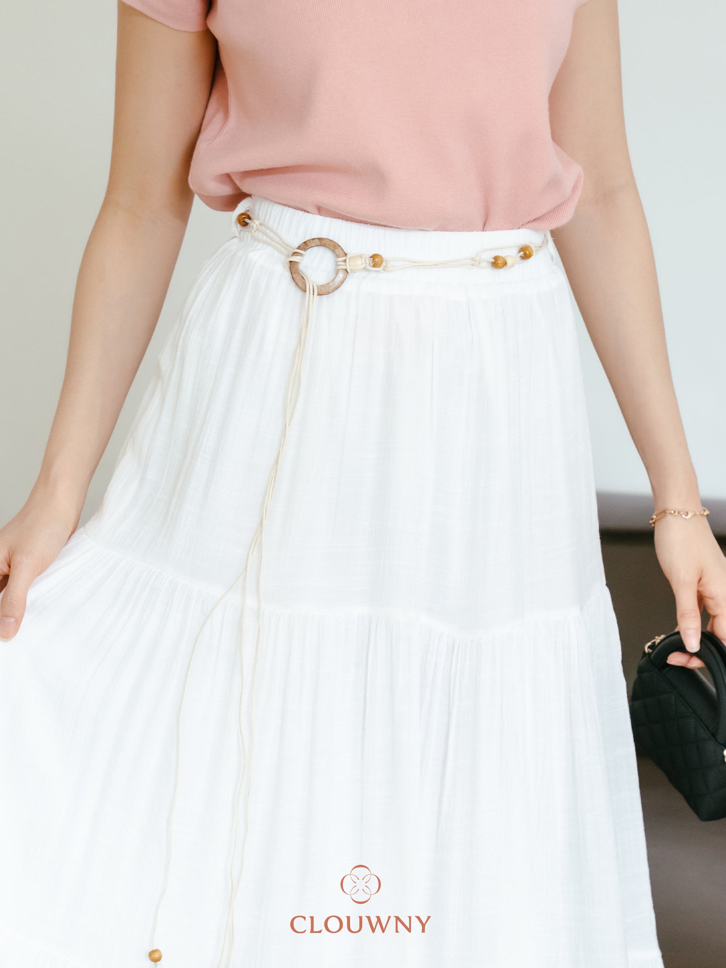 Summer Maxi Linen Skirt - White