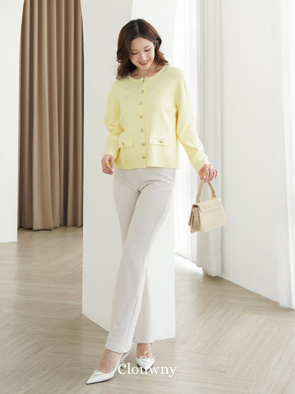 Luxen Button Cardigan - Yellow
