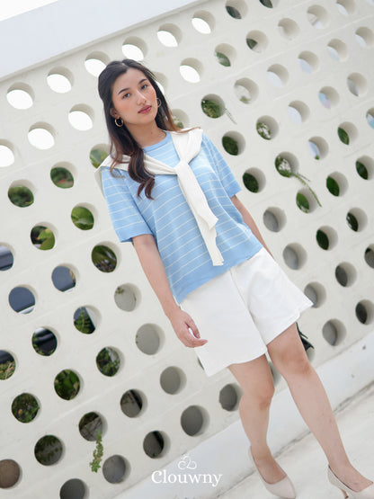 Keiko Scarf Top - Light Blue