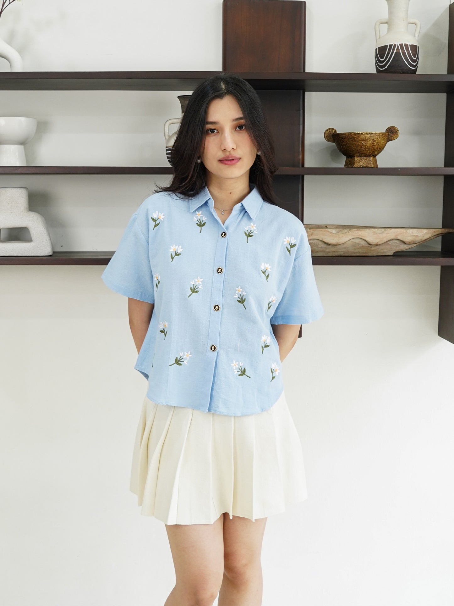 Riley Mini Flower Shirt - Blue