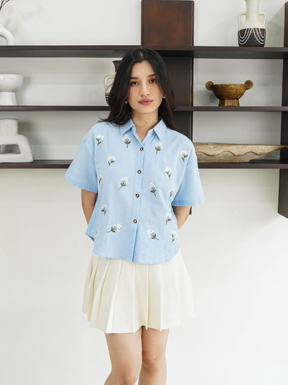 Riley Mini Flower Shirt - Blue