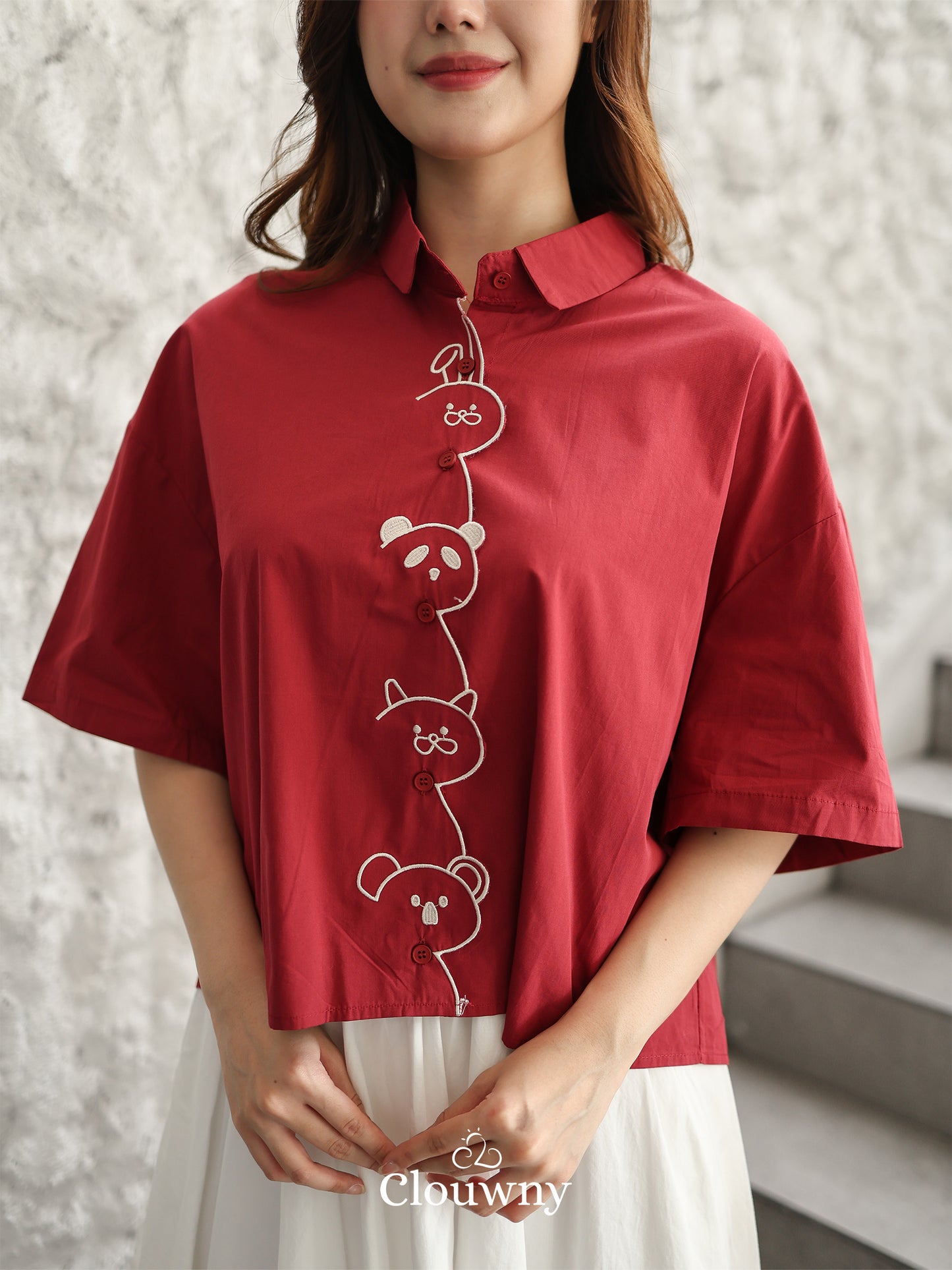 Friends Cotton Shirt - Maroon