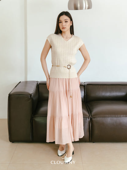 Summer Maxi Linen Skirt - Dusty Pink