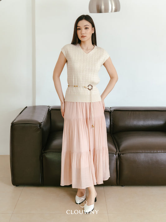 Summer Maxi Linen Skirt - Dusty Pink
