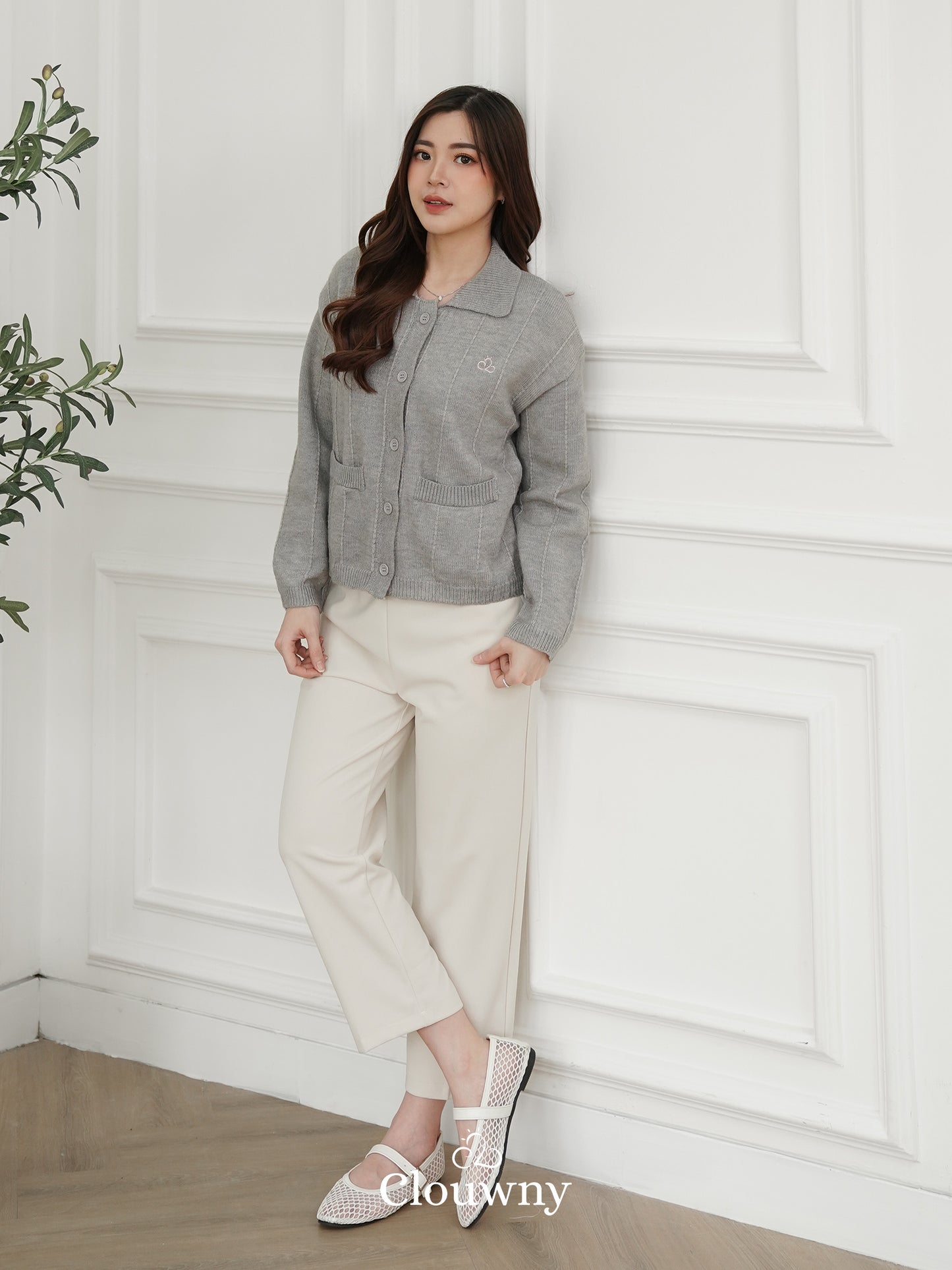 Gratia Pocket Knit Cardigan - Grey