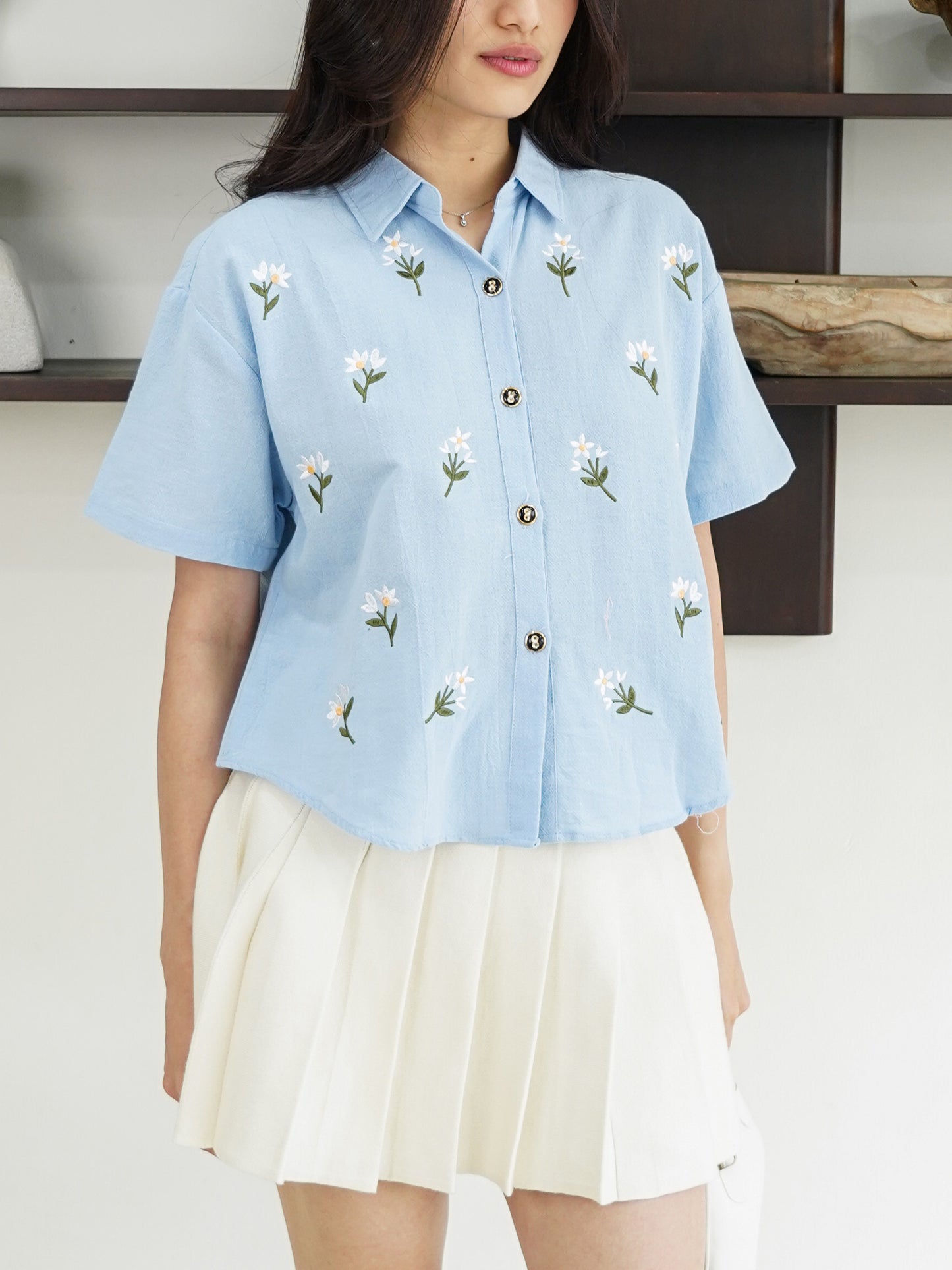 Riley Mini Flower Shirt - Blue