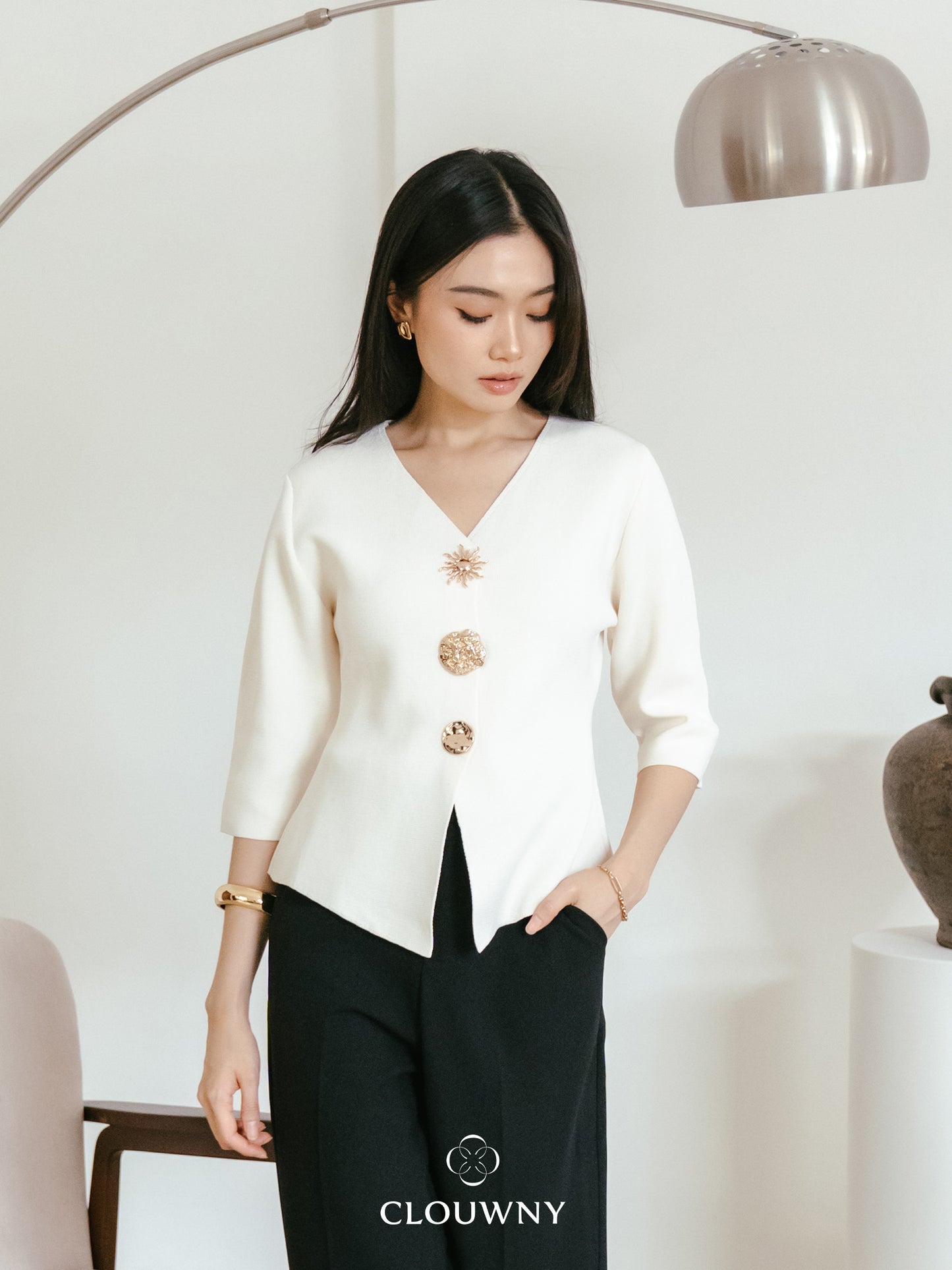 Helios Midisleeve Top - Cream