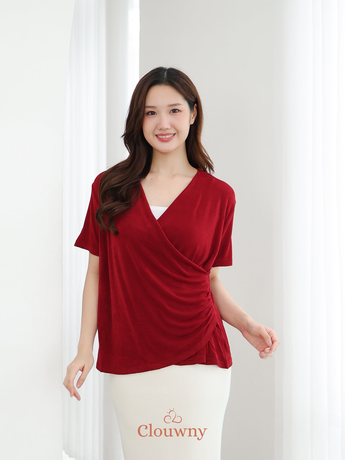 Ladel String Knit Top - Maroon