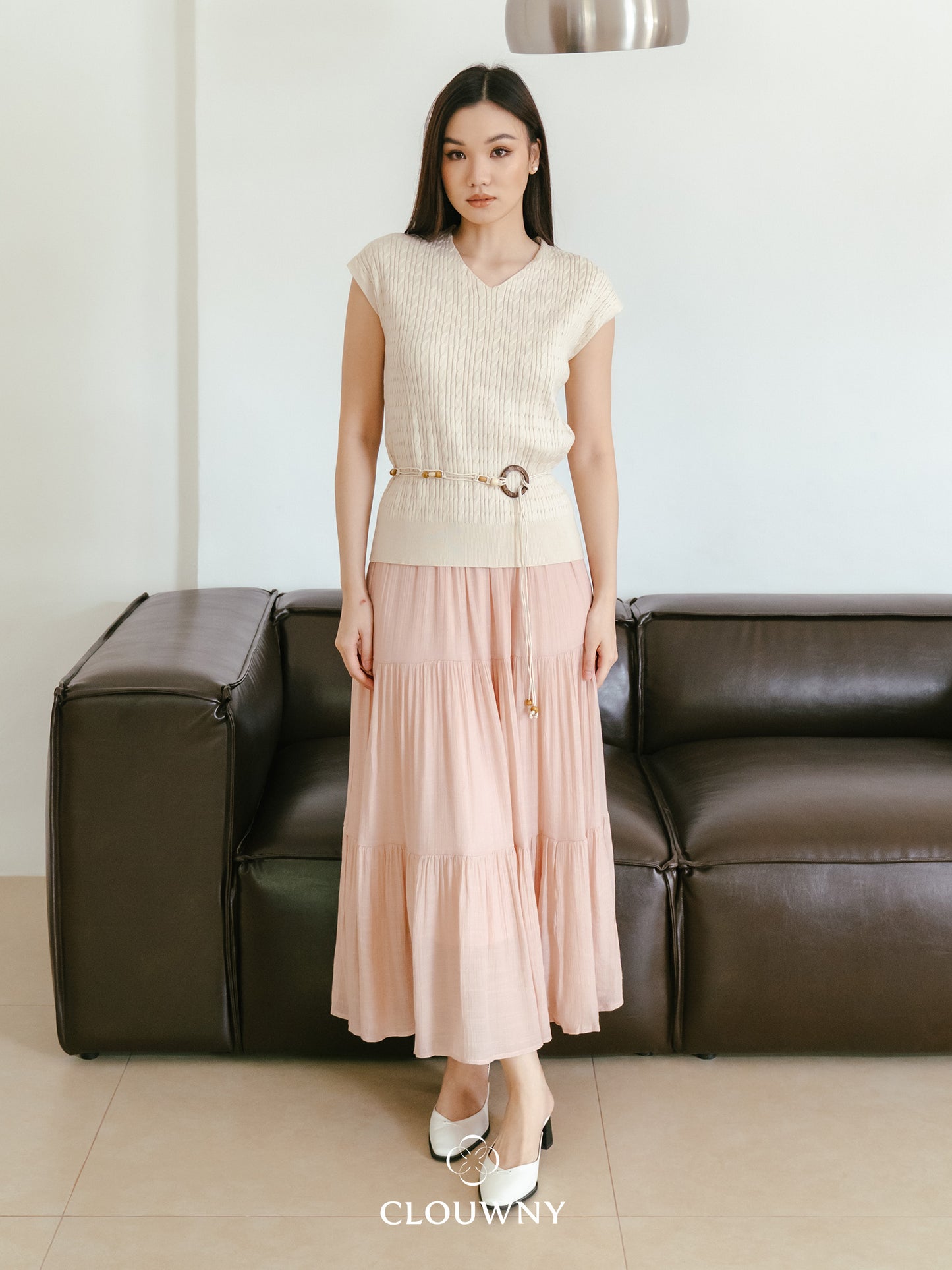 Summer Maxi Linen Skirt - Dusty Pink
