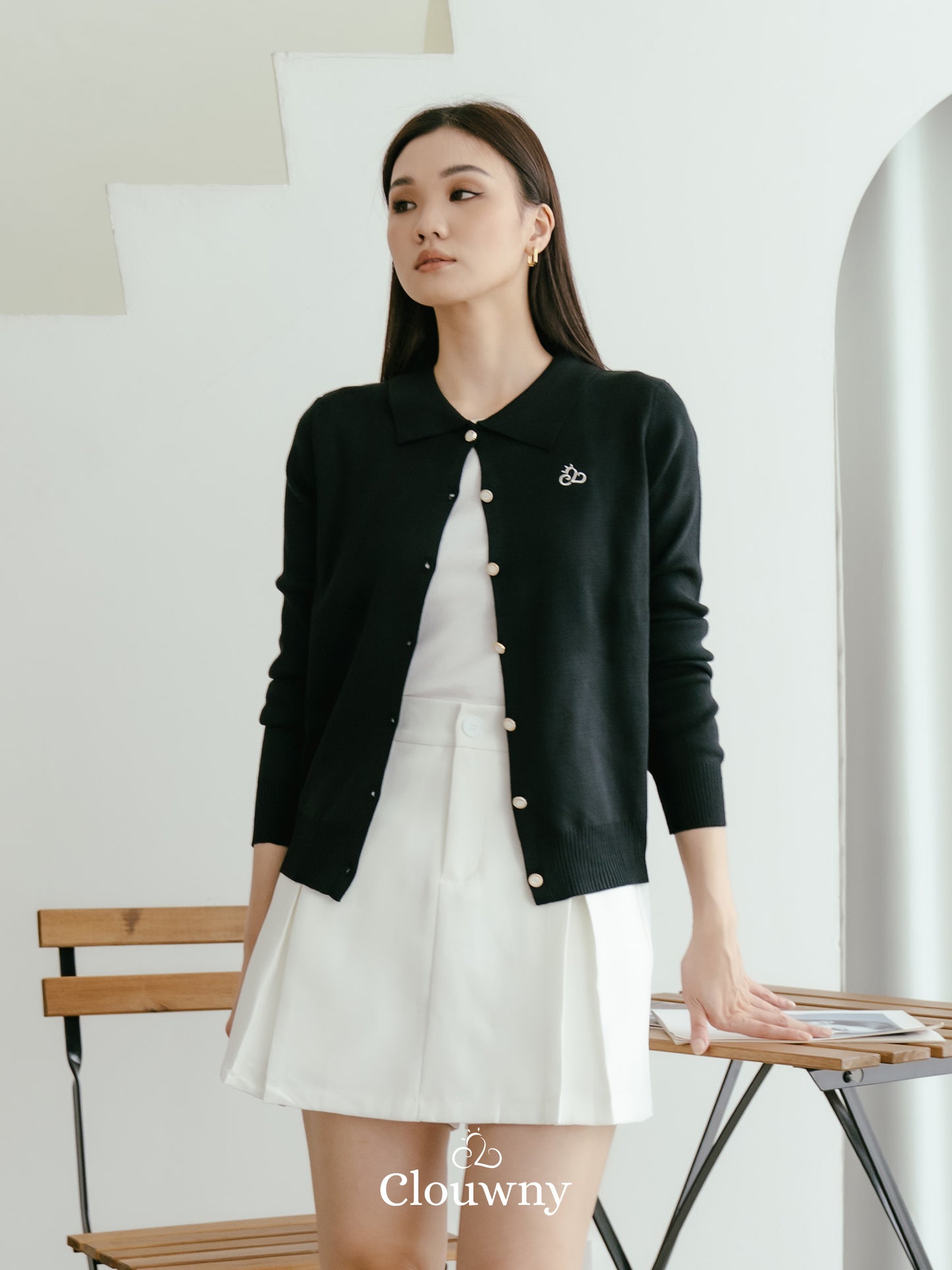 Nava Collar Knit Cardigan - Black