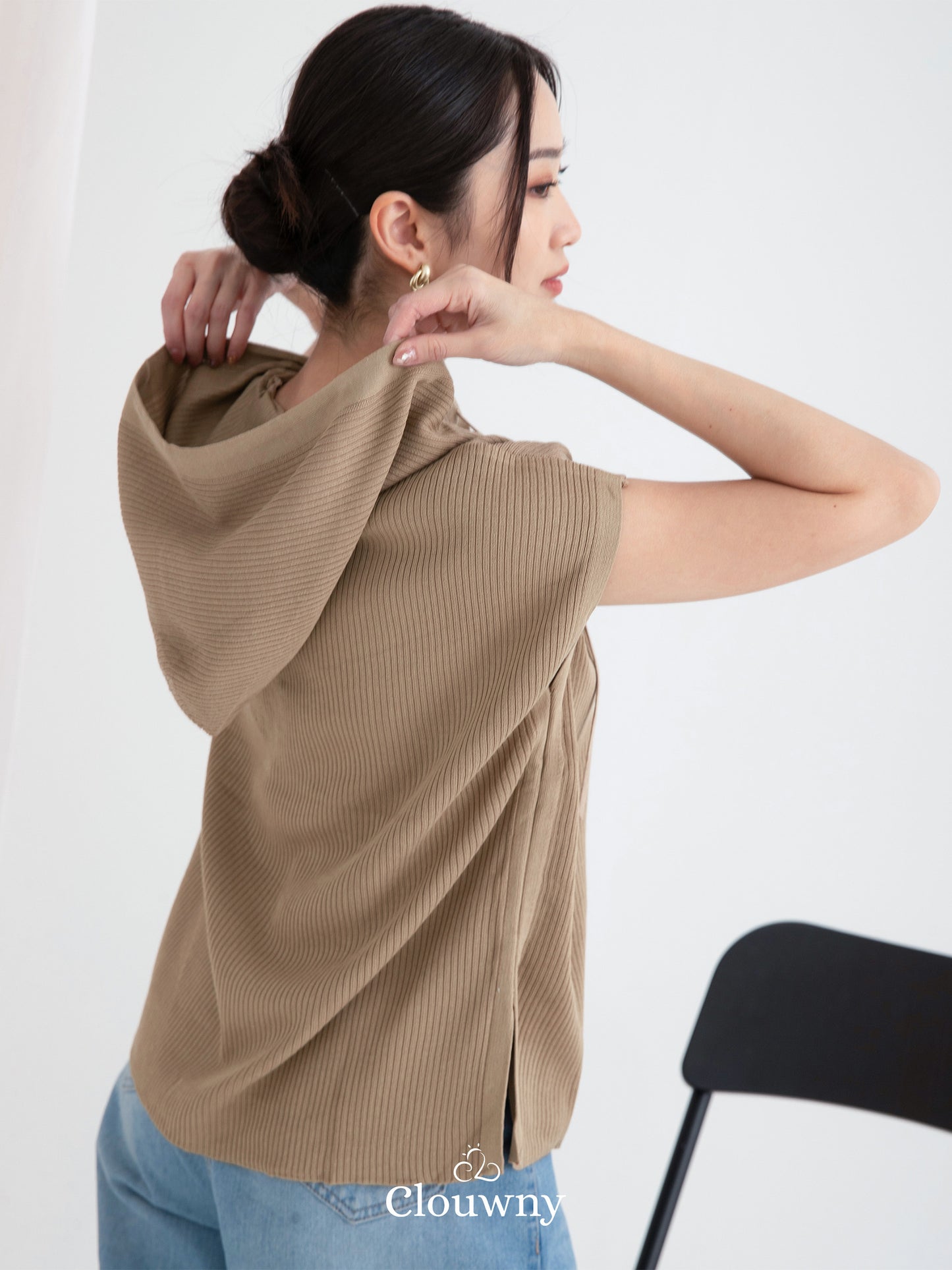 Oswald Hoodie Knitt Top - Khaki