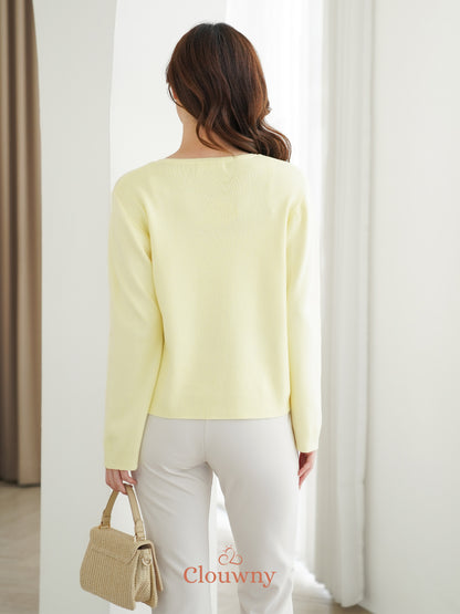 Luxen Button Cardigan - Yellow