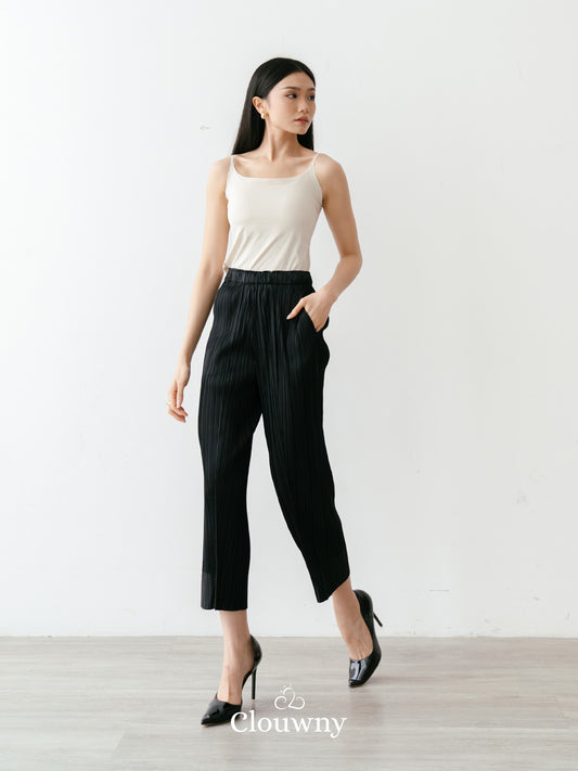 June Basic Pleats Pants - Black