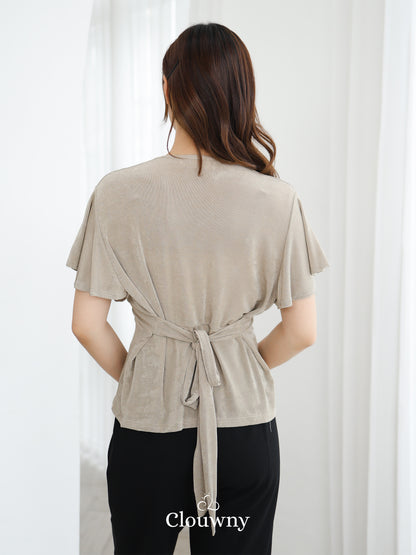 Cora Bow Knit Top - Oat