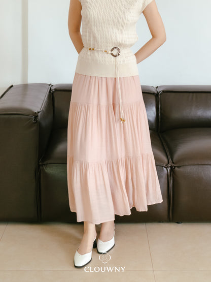 Summer Maxi Linen Skirt - Dusty Pink