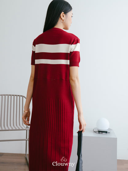 Fafa Knit Zipper Dress - Maroon