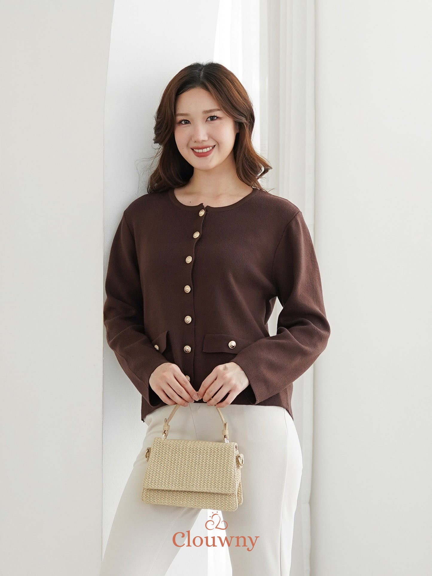 Luxen Button Cardigan - Coffee