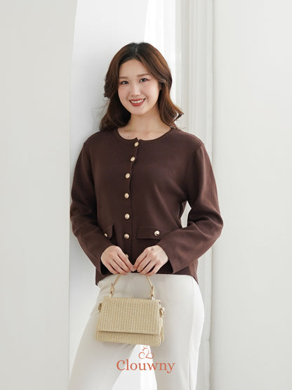 Luxen Button Cardigan - Coffee
