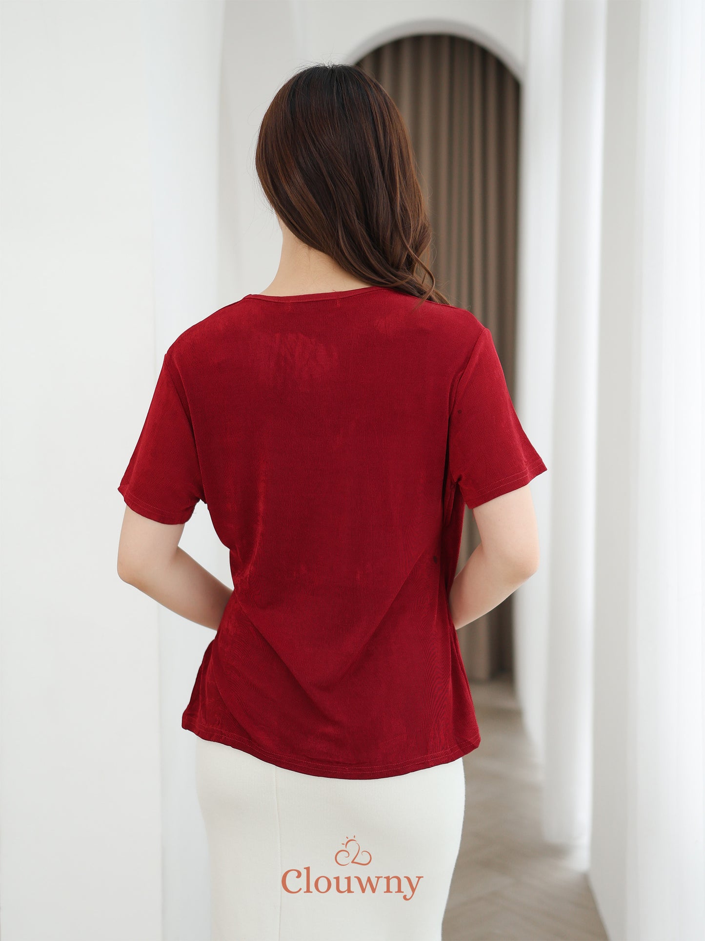 Ladel String Knit Top - Maroon