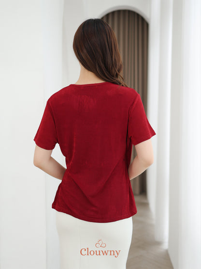 Ladel String Knit Top - Maroon