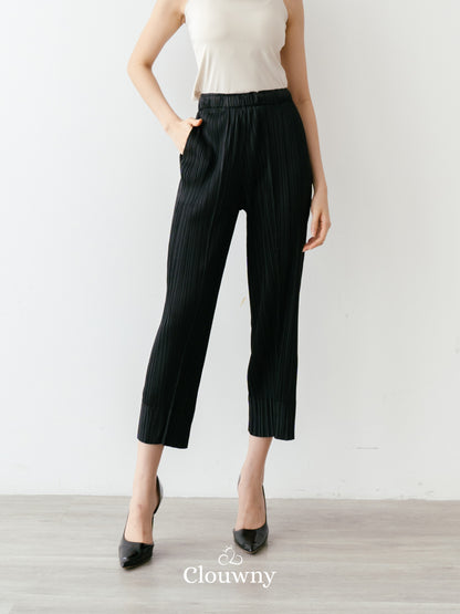 June Basic Pleats Pants - Black