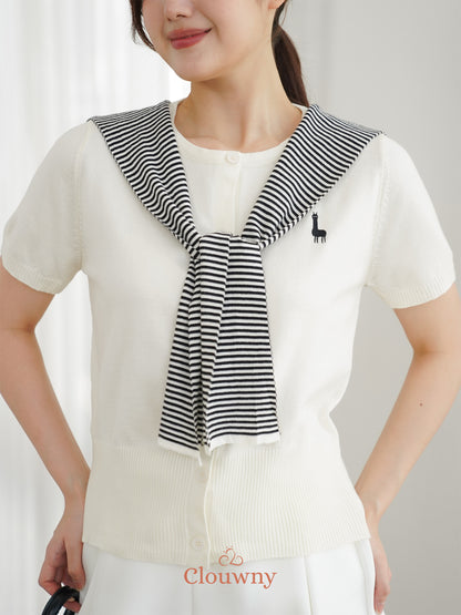 Yama Scarf Knit Top - Broken White