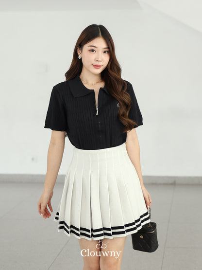 Selma Zipper Knit Top - Black