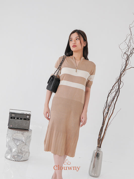 Fafa Knit Zipper Dress - Mocca