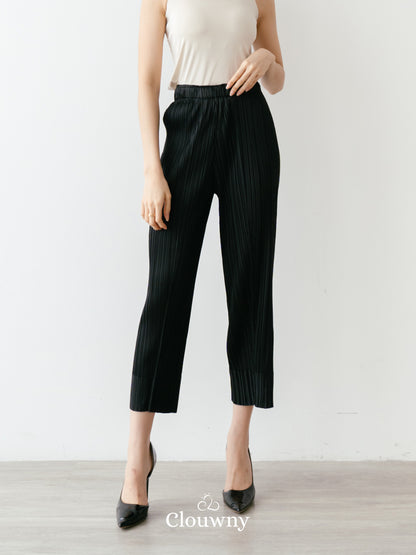 June Basic Pleats Pants - Black