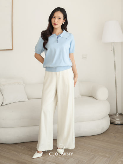 Hervia Double Button Knit Top - Blue