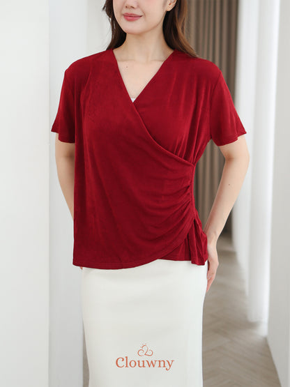 Ladel String Knit Top - Maroon