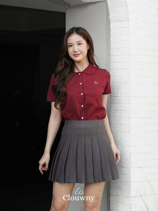 Pleated Knit Skirt - Dark Grey