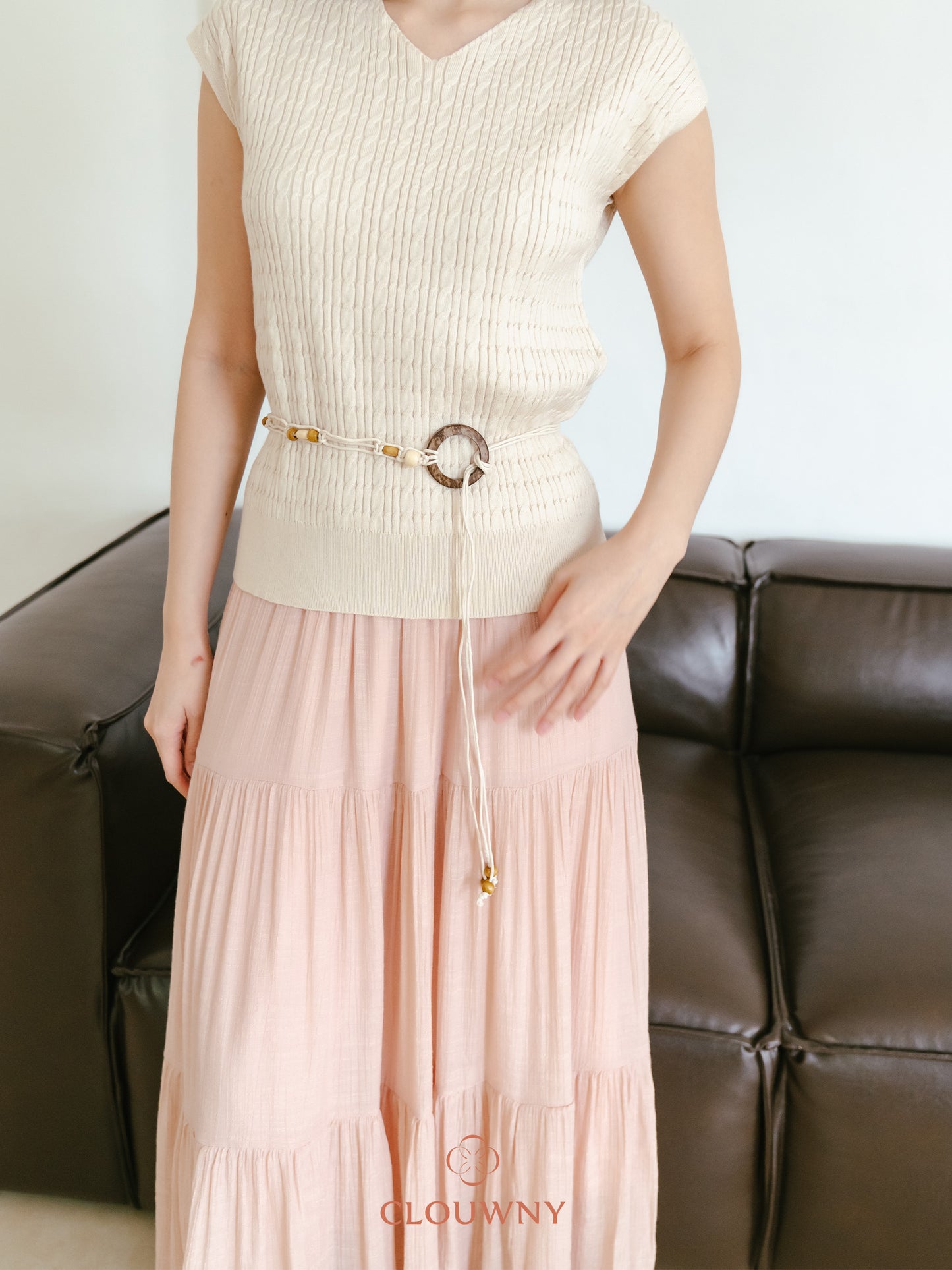 Summer Maxi Linen Skirt - Dusty Pink