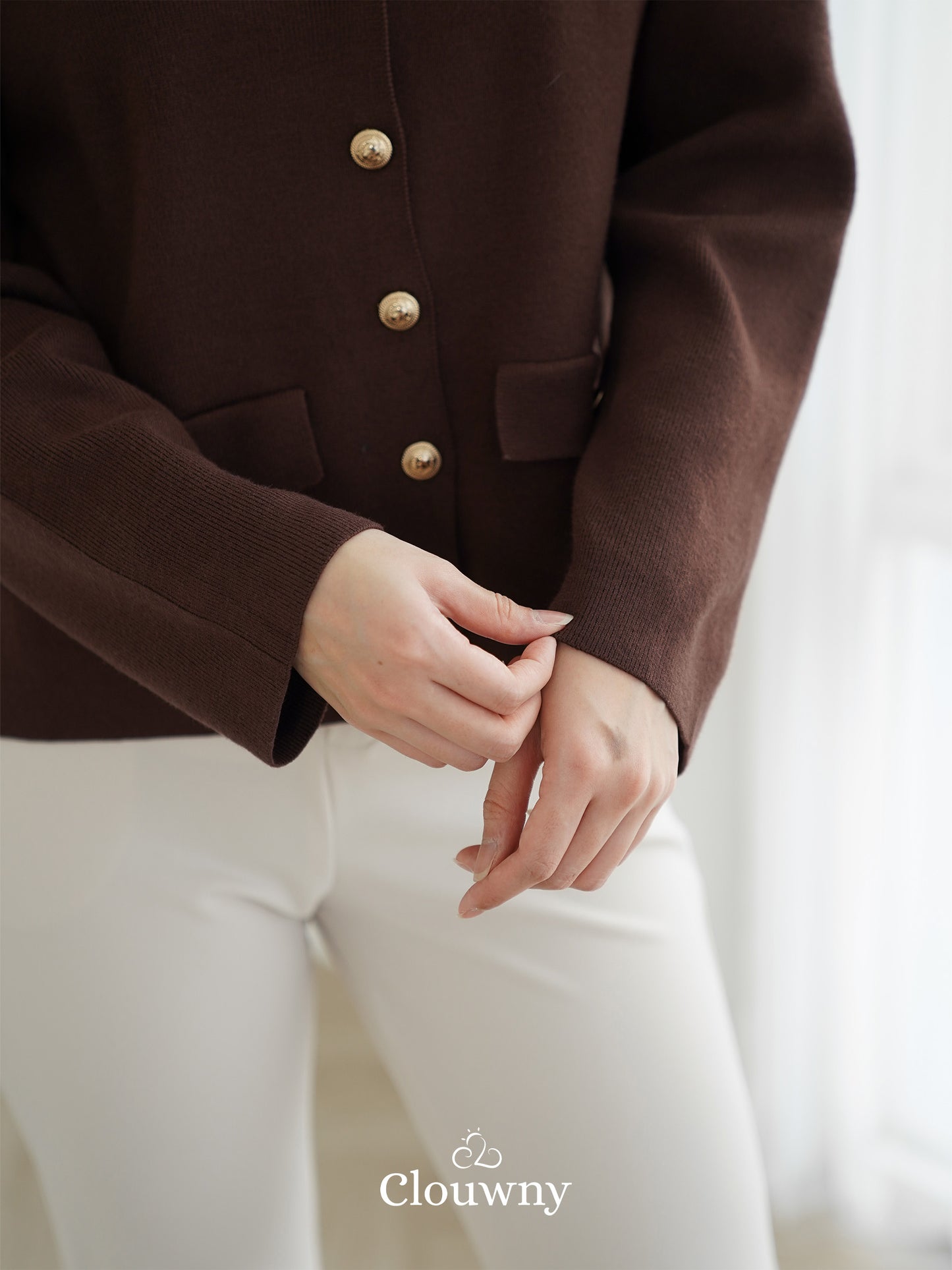 Luxen Button Cardigan - Coffee