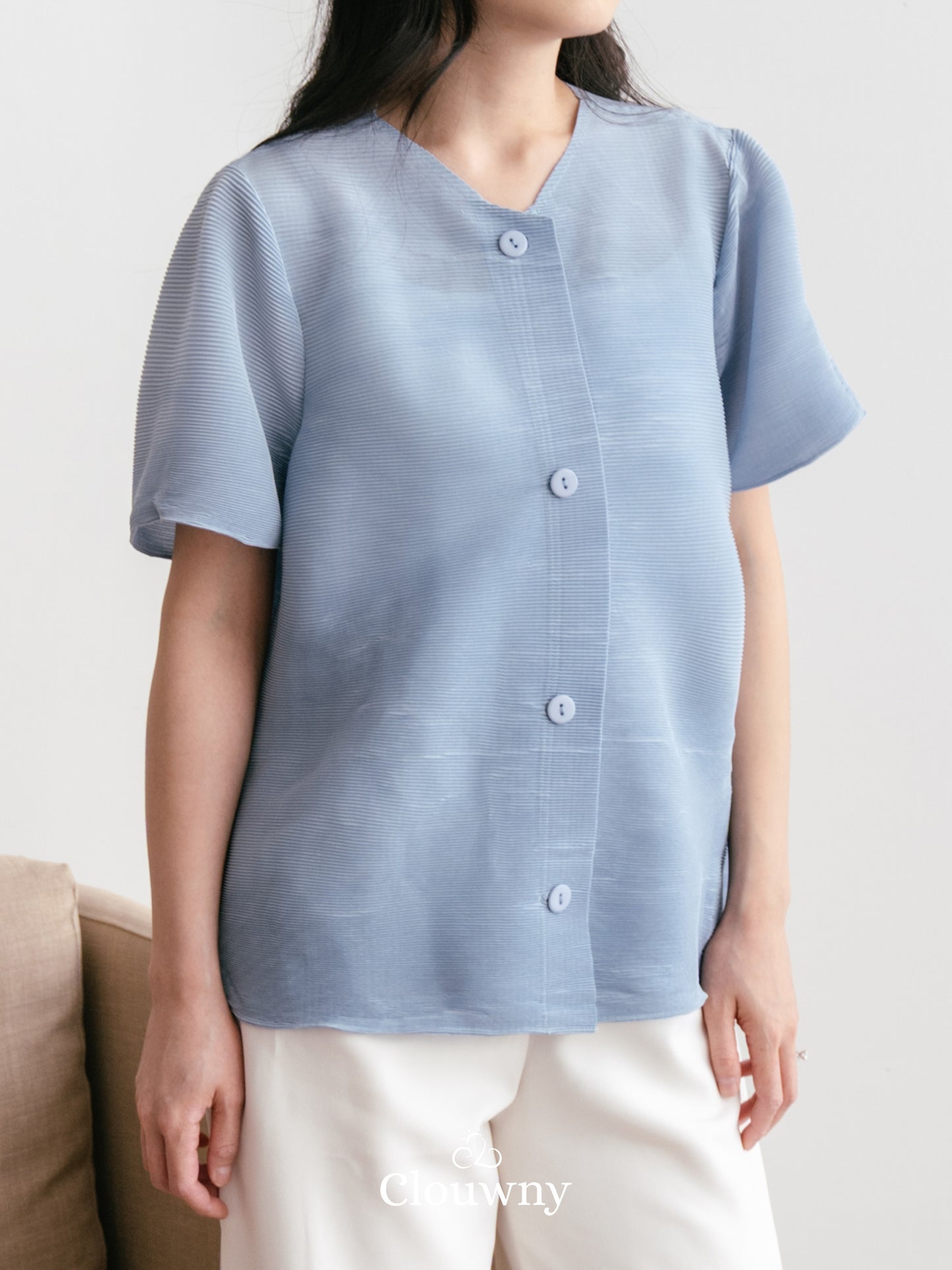 Arya Basic Pleats Top - Blue