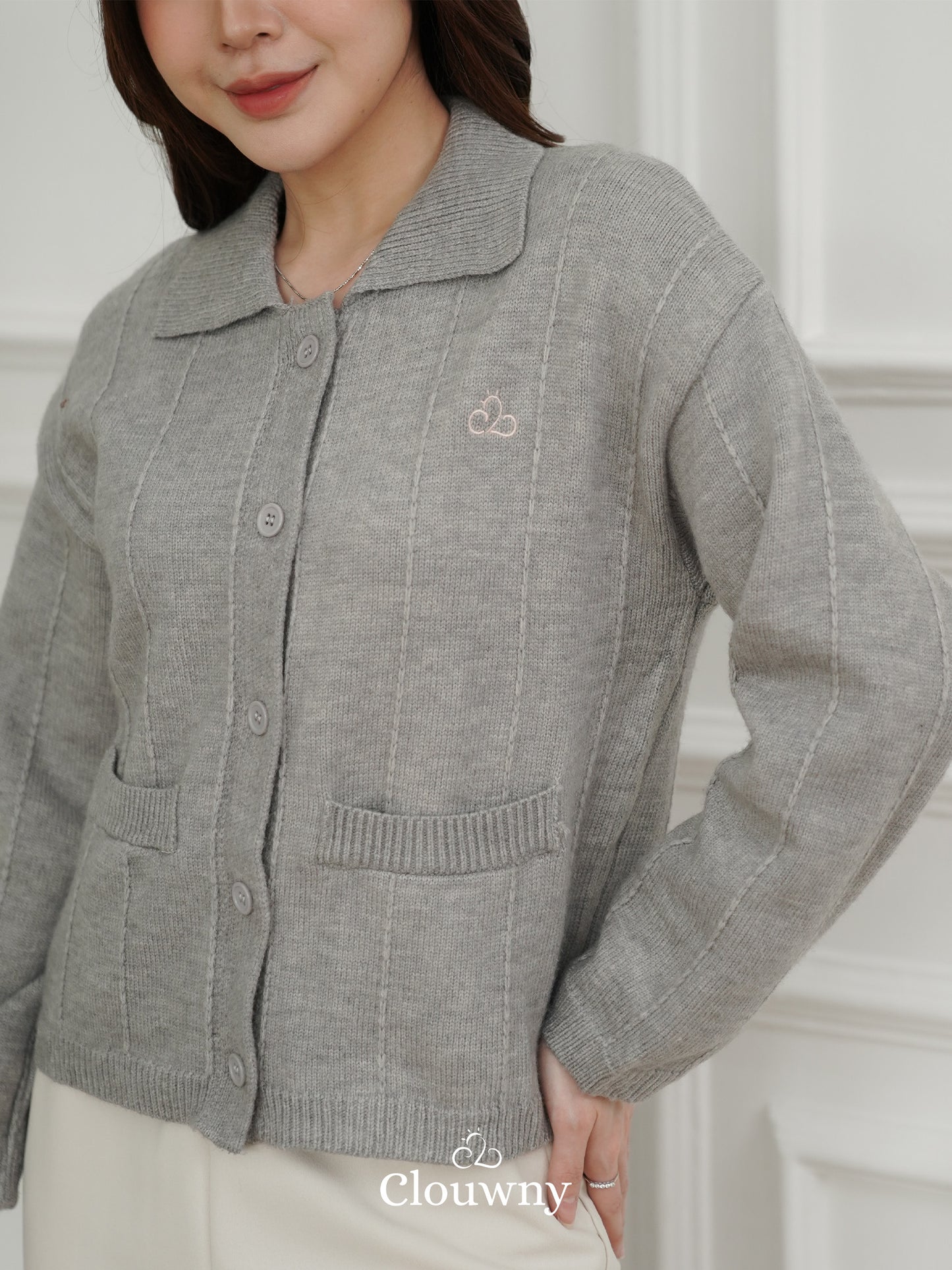 Gratia Pocket Knit Cardigan - Grey