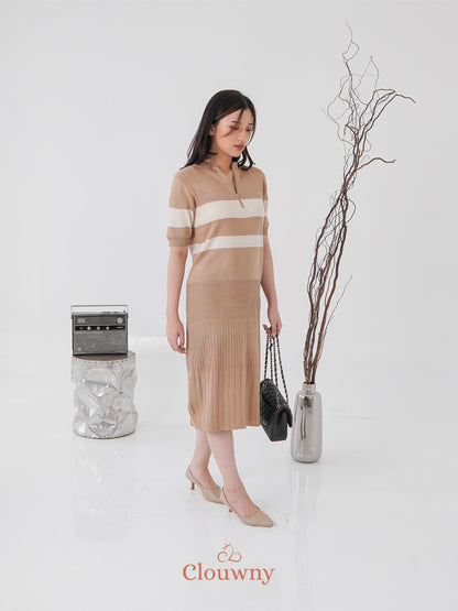 Fafa Knit Zipper Dress - Mocca