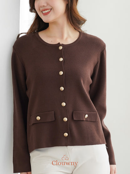 Luxen Button Cardigan - Coffee