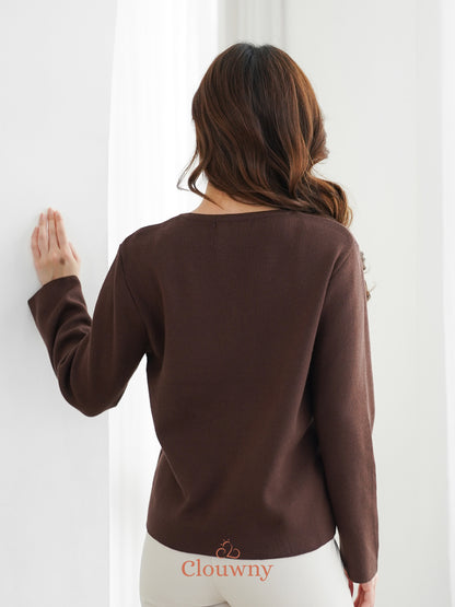 Luxen Button Cardigan - Coffee