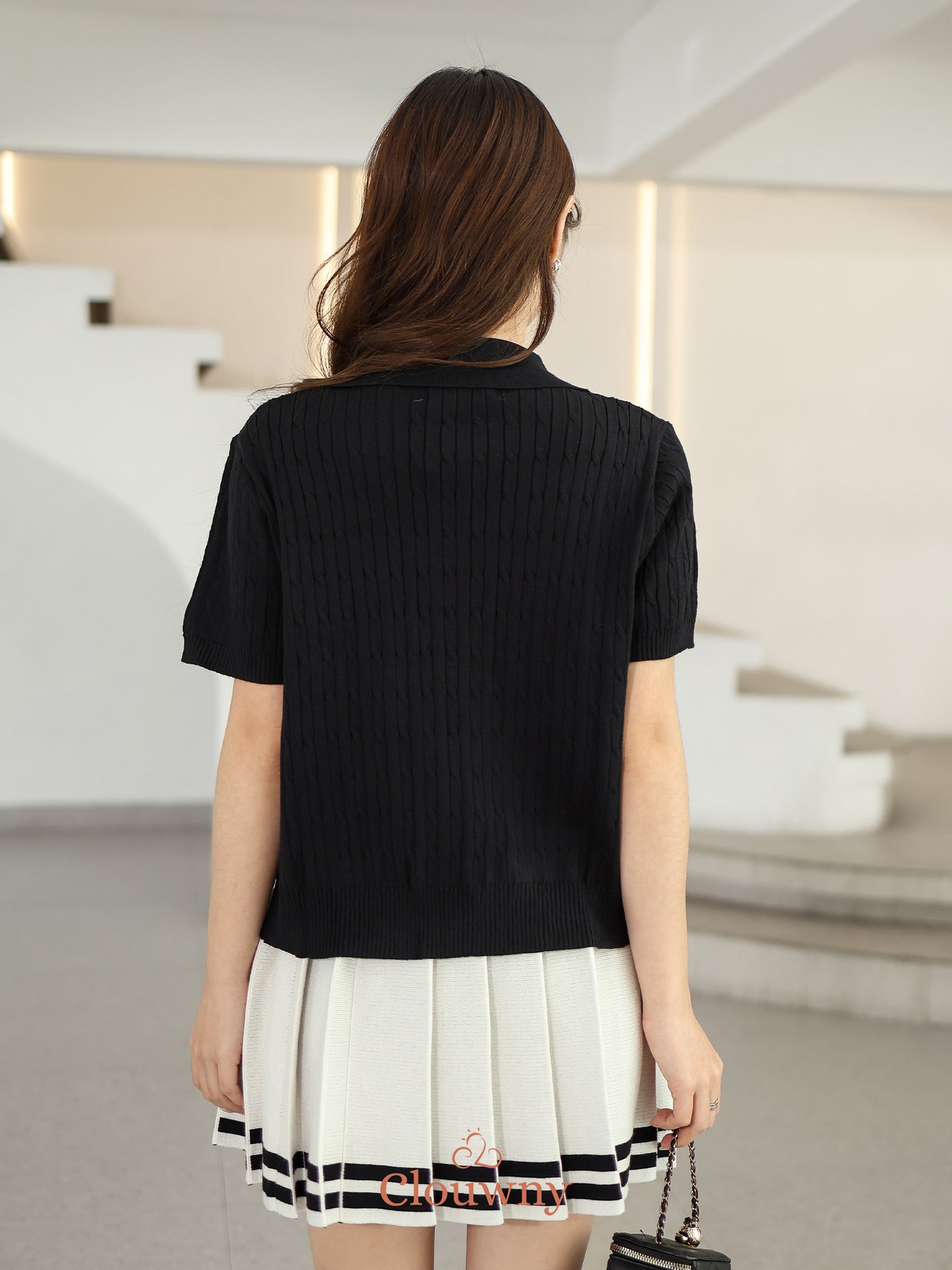 Selma Zipper Knit Top - Black