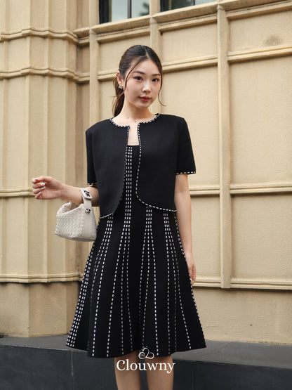 Girona Stitches Knit Set - Black