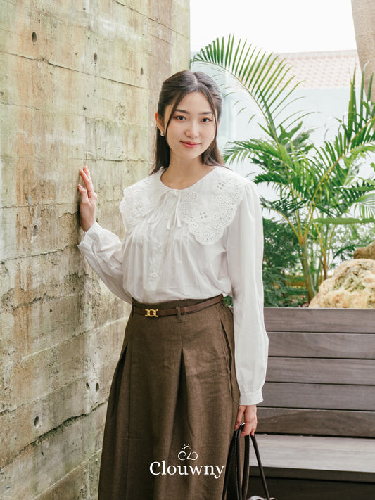 Patsy Lace Button Blouse - White