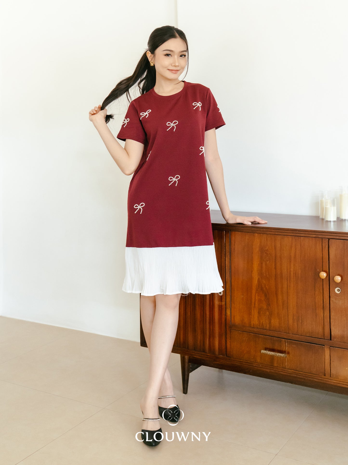 Dania Bow Dress - Magenta