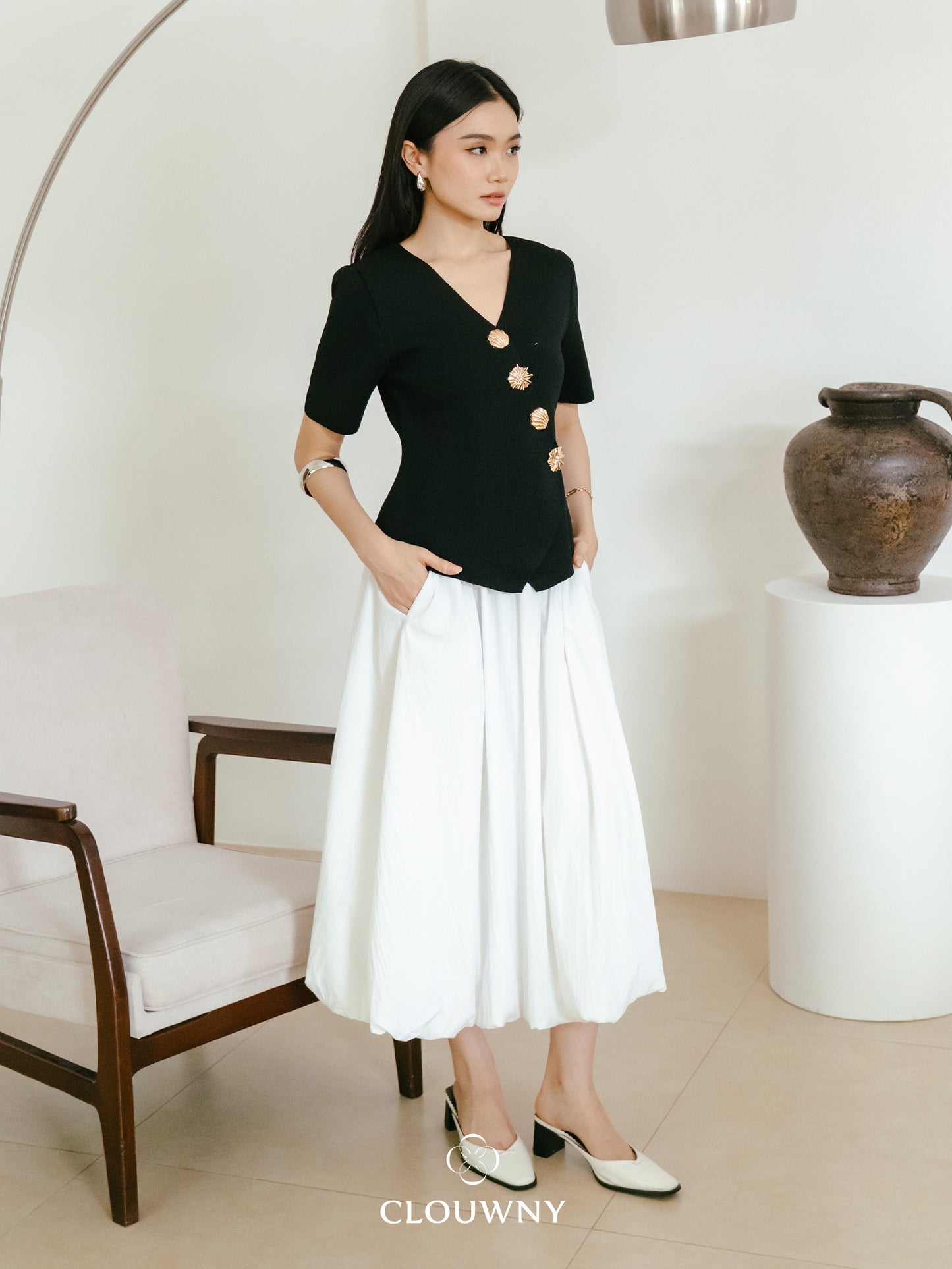 Elowen Ballon Skirt - White