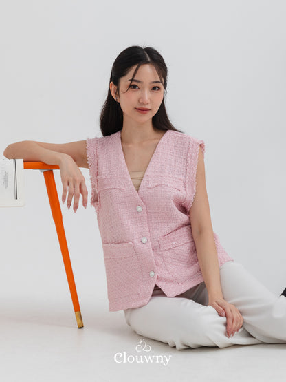 Nada Tweed Vest - Pink