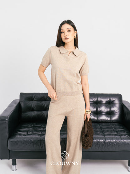 Bethani Collar Knit Set - Khaki