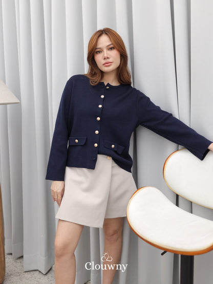 Luxen Button Cardigan - Navy