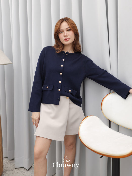 Luxen Button Cardigan - Navy